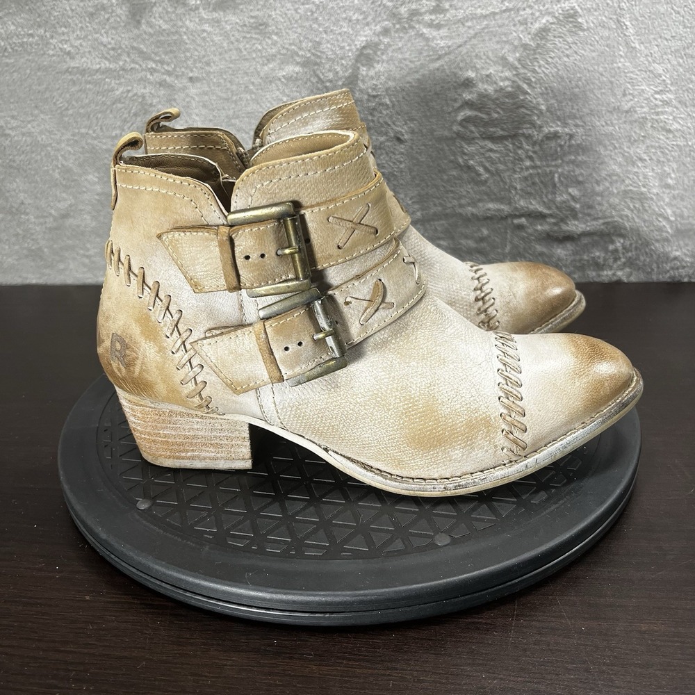 Roan Dune Bone Womens Size 5.5 Heeled Zip Up Buckle Ankle Bootie